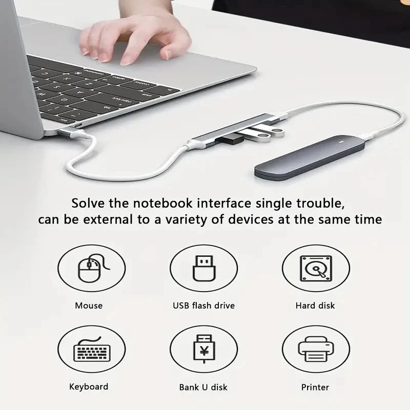 Hub USB 4 Puertos OTG para Laptop y Celular