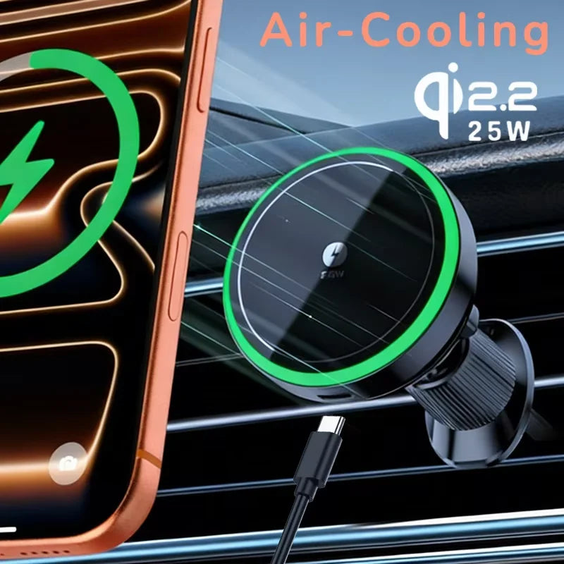 Cargador Inalámbrico Magnético para Auto 25W con Enfriamiento