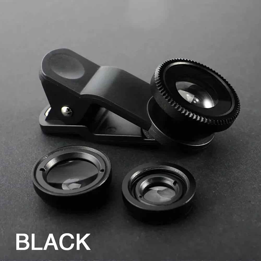 Kit de Lentes 3 en 1 para Celular (Gran Angular, Ojo de Pez y Macro)