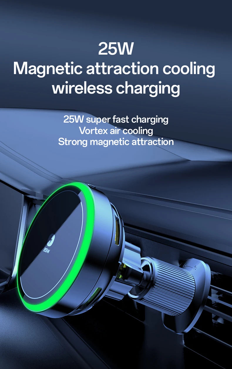 Cargador Inalámbrico Magnético para Auto 25W con Enfriamiento