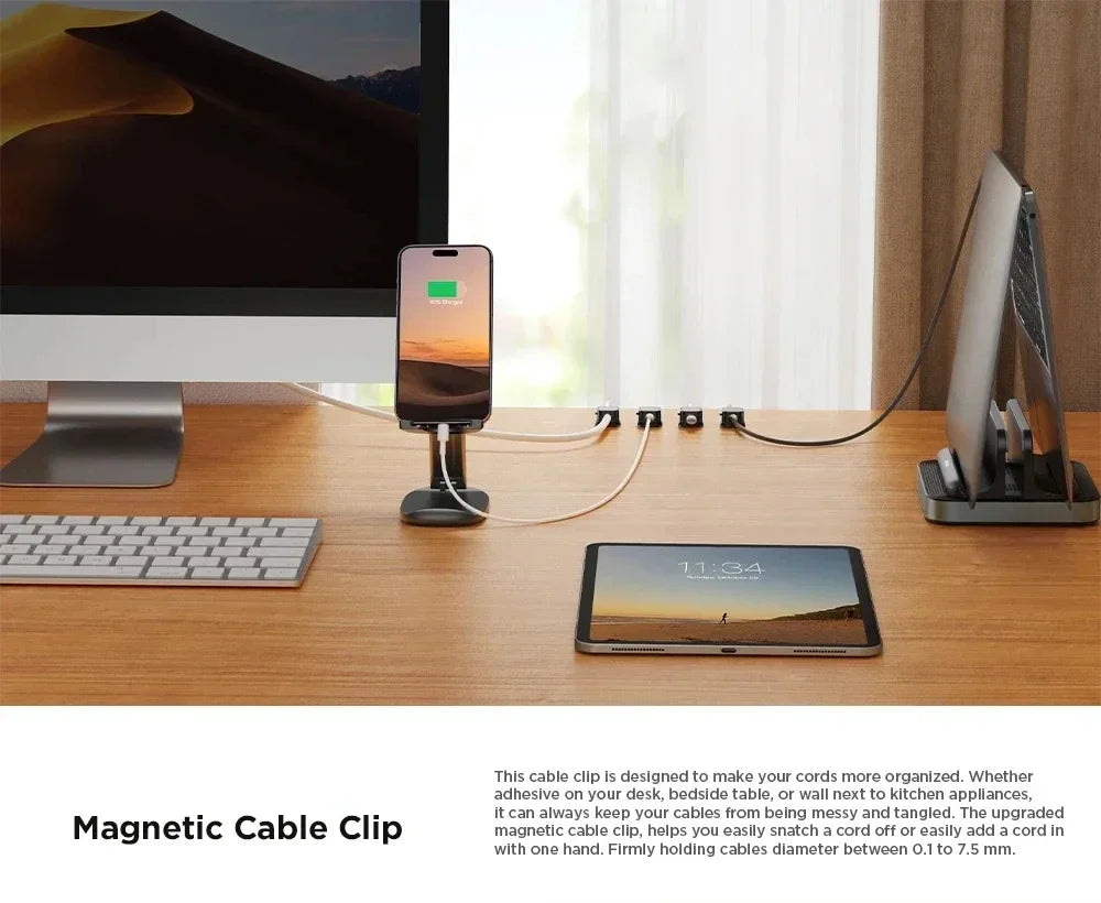 Clips Organizadores Magnéticos para Cables