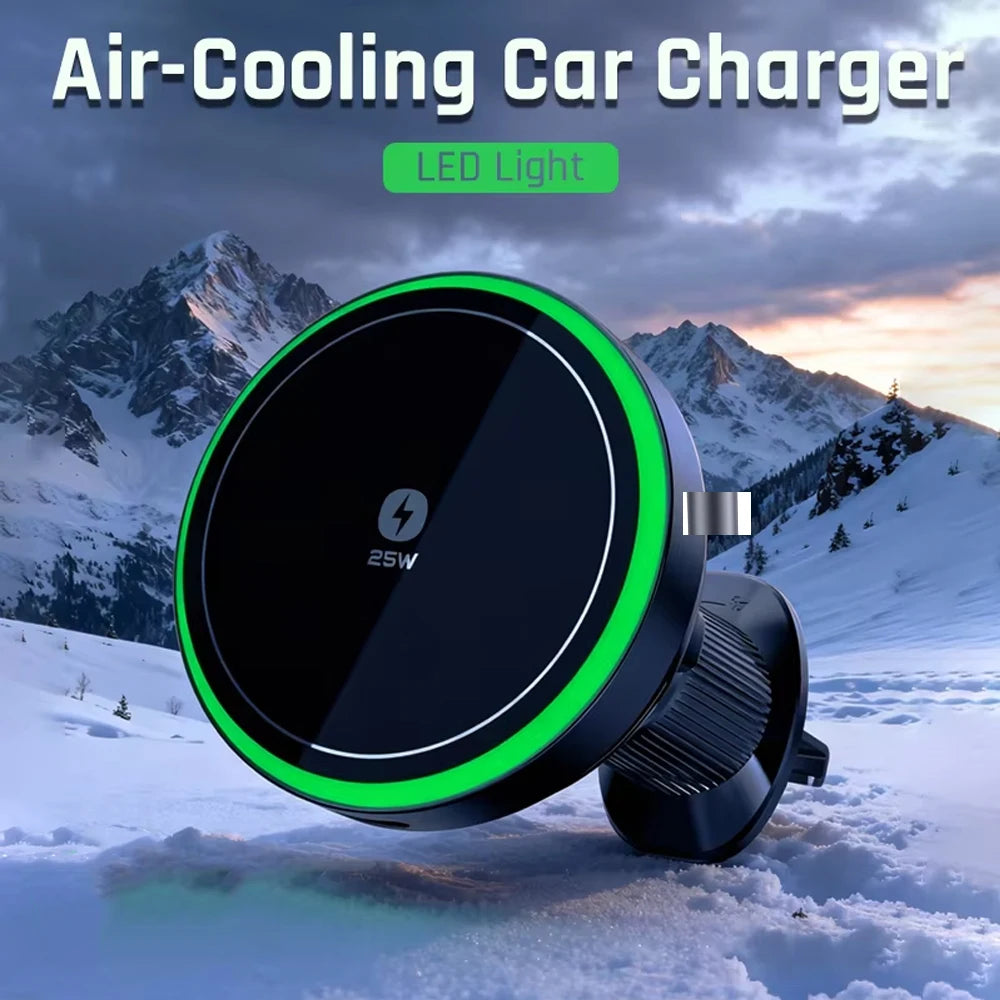 Cargador Inalámbrico Magnético para Auto 25W con Enfriamiento