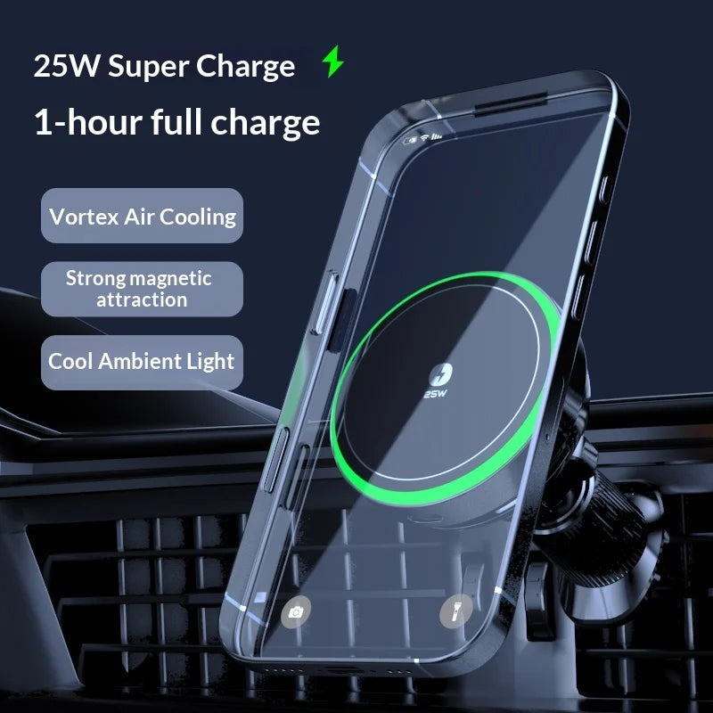 Cargador Inalámbrico Magnético para Auto 25W con Enfriamiento